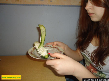 Cabbage salad with cucumber Korablik