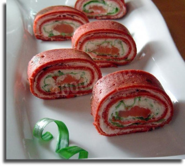 Red pancake rolls for the new year