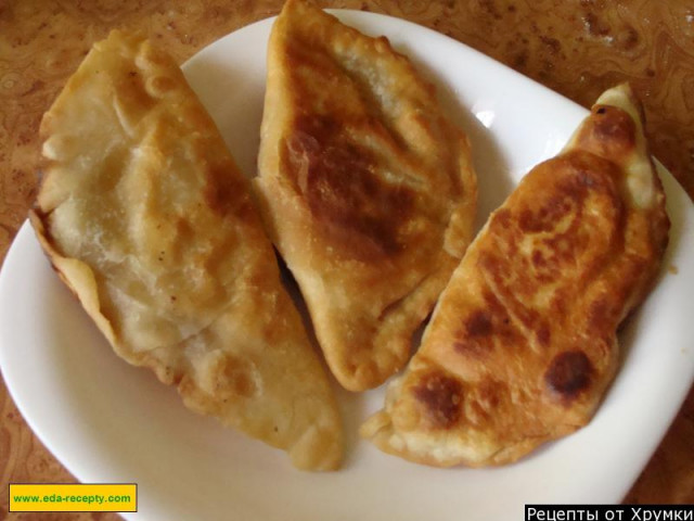 Crispy chebureks with meat