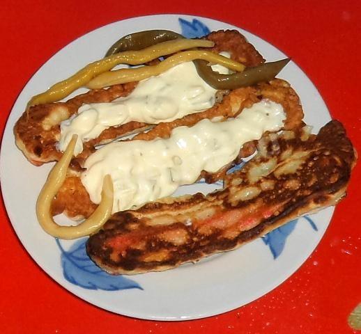 Crab sticks in batter with ala tartar sauce