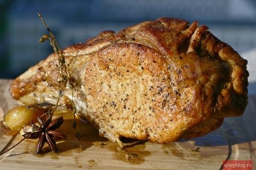 Pork loin on the bone in the oven