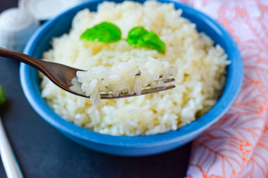 Boiled rice on water, crumbly