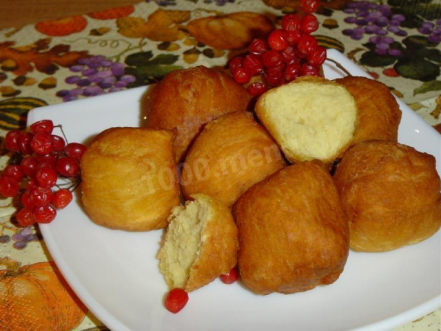 Fried cottage cheese and pumpkin doughnuts