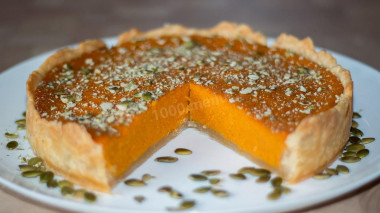 American pie with stewed pumpkin puree on condensed milk