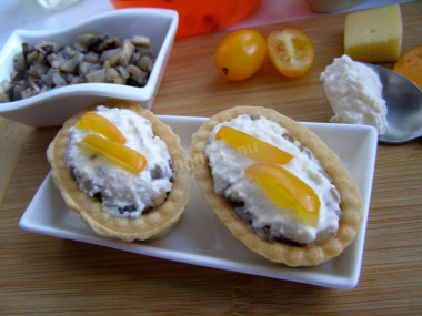 Ready-made pancakes with cheese and mushroom filling