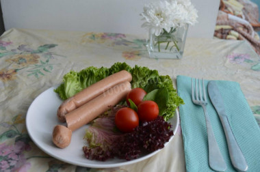 Sausage cooked in the microwave