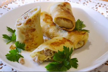 Pancakes with minced meat pork beef