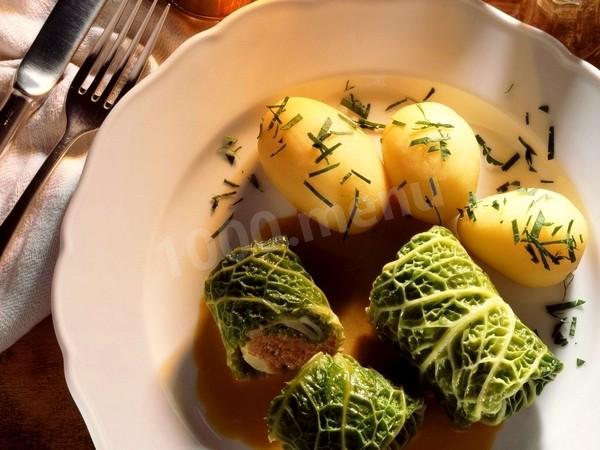 Fish with bread and cabbage