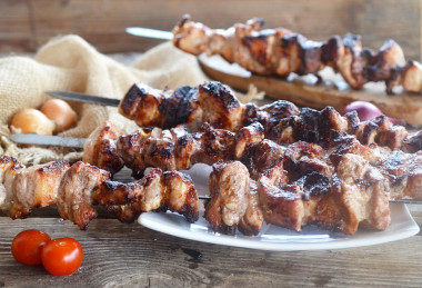 Pork kebab marinated with onion and mayonnaise