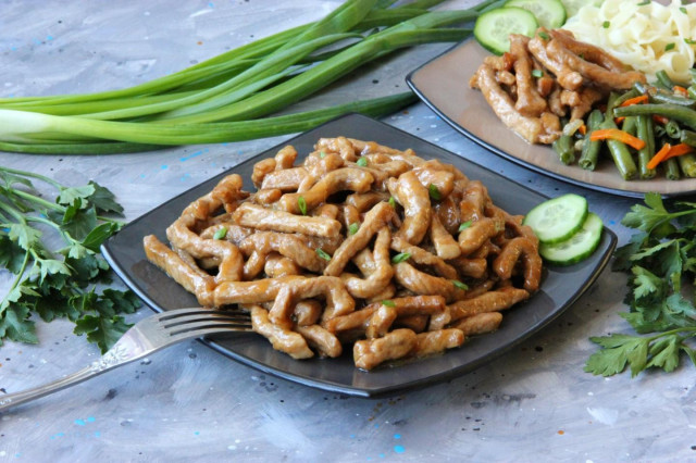 Stir fry meat in soy sauce