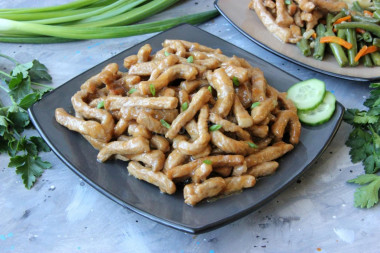 Stir fry meat in soy sauce