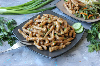 Stir fry meat in soy sauce