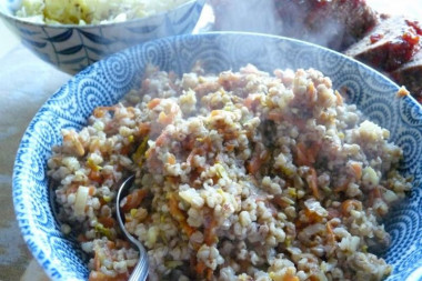 Buckwheat porridge with rice on water