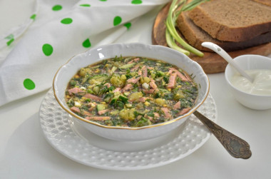 Classic okroshka with sausage