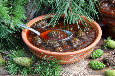 Jam made from pine or fir cones