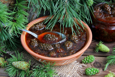 Jam made from pine or fir cones