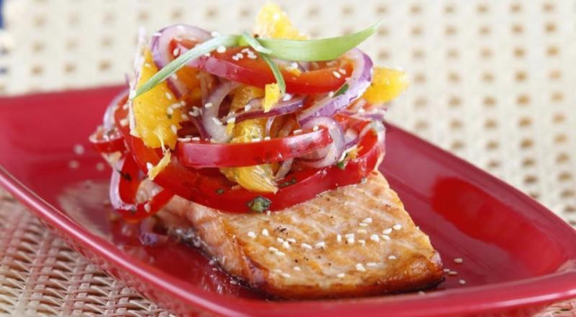 Salmon with orange salad