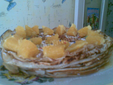 Fantasy pancake cake with boiled condensed milk