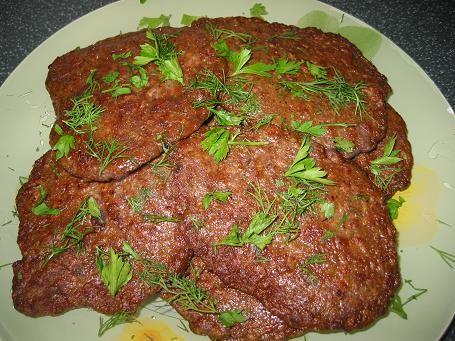 Pork liver cutlets with starch and rice