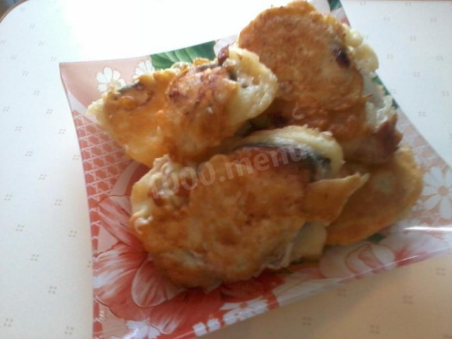 Pink salmon in beer batter