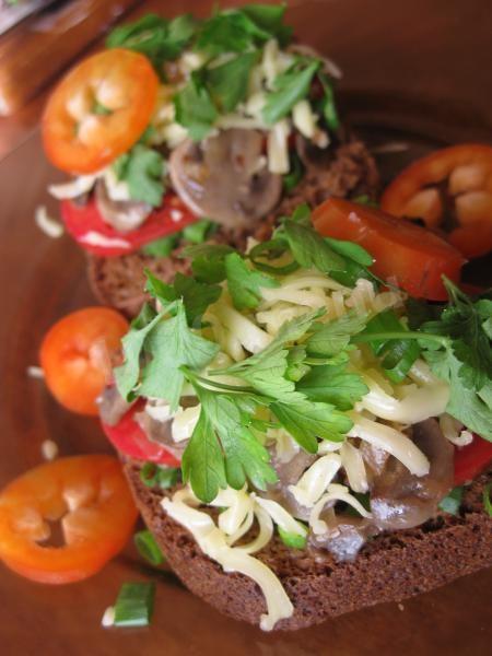 Toasts with mushrooms