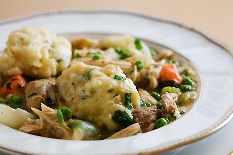 Delicious chicken legs with dumplings