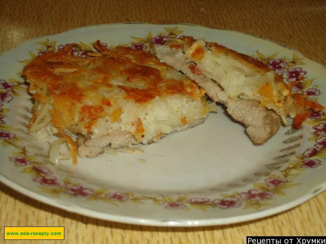 Pork chop in potato jacket