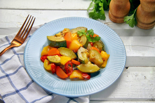 Stewed vegetables in a frying pan