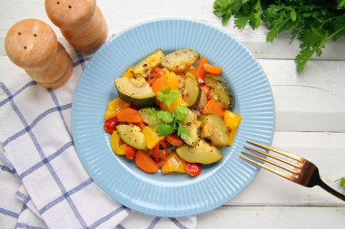 Stewed vegetables in a frying pan