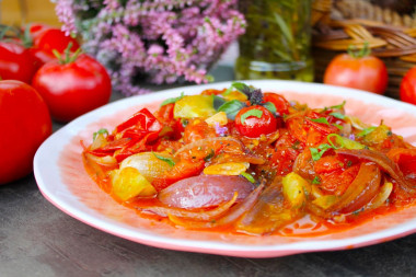 Stewed tomatoes with garlic and onions