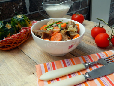 Beef stew with carrots and onions