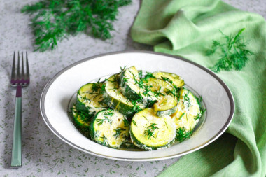 Zucchini stewed in a frying pan