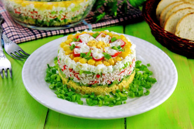 Salad crab sticks corn cucumber