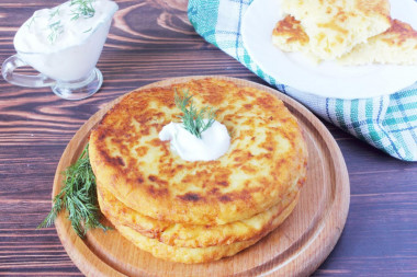 Potato tortillas in a frying pan