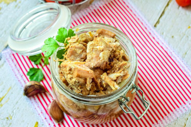 Stewed pork in a slow cooker