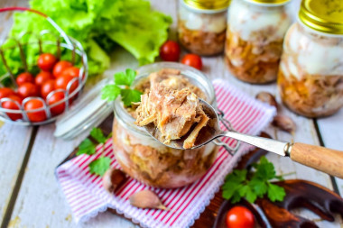 Stewed pork in a slow cooker