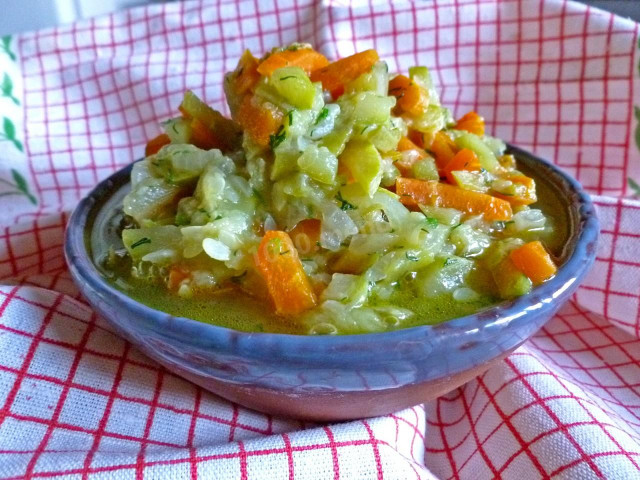 Zucchini stewed in a saucepan with carrots