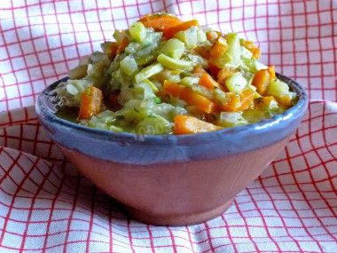 Zucchini stewed in a saucepan with carrots