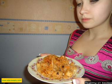 Stewed cabbage with potatoes and carrots