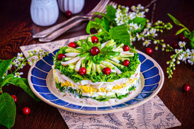 Salad with squid cucumbers eggs