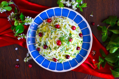 Salad of fresh cabbage and cucumbers