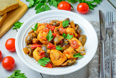 Chicken with mushrooms in a slow cooker