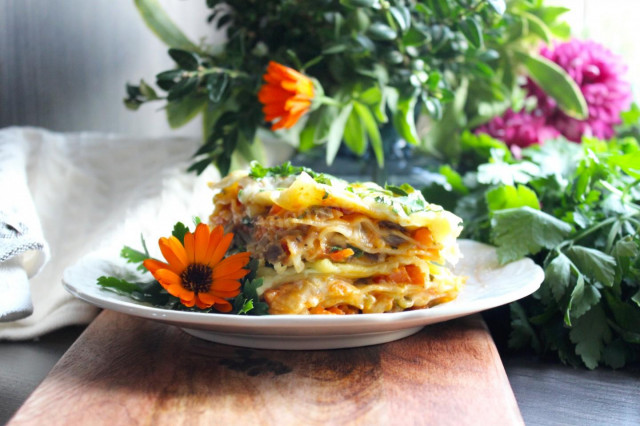 Classic vegetable lasagna at home