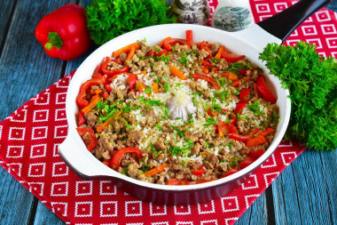 Pilaf with minced meat