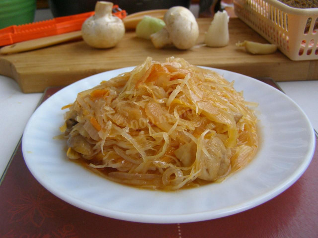 Cabbage with mushrooms in a slow cooker