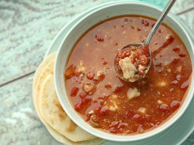 Pork soup in a slow cooker