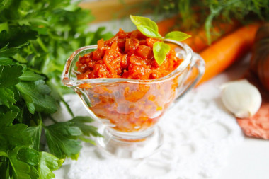 Carrot caviar with tomato paste