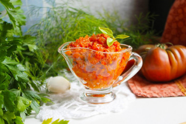 Carrot caviar with tomato paste