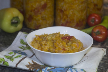 Salad for winter with rice and vegetables