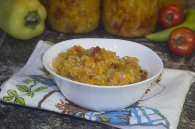 Salad for winter with rice and vegetables